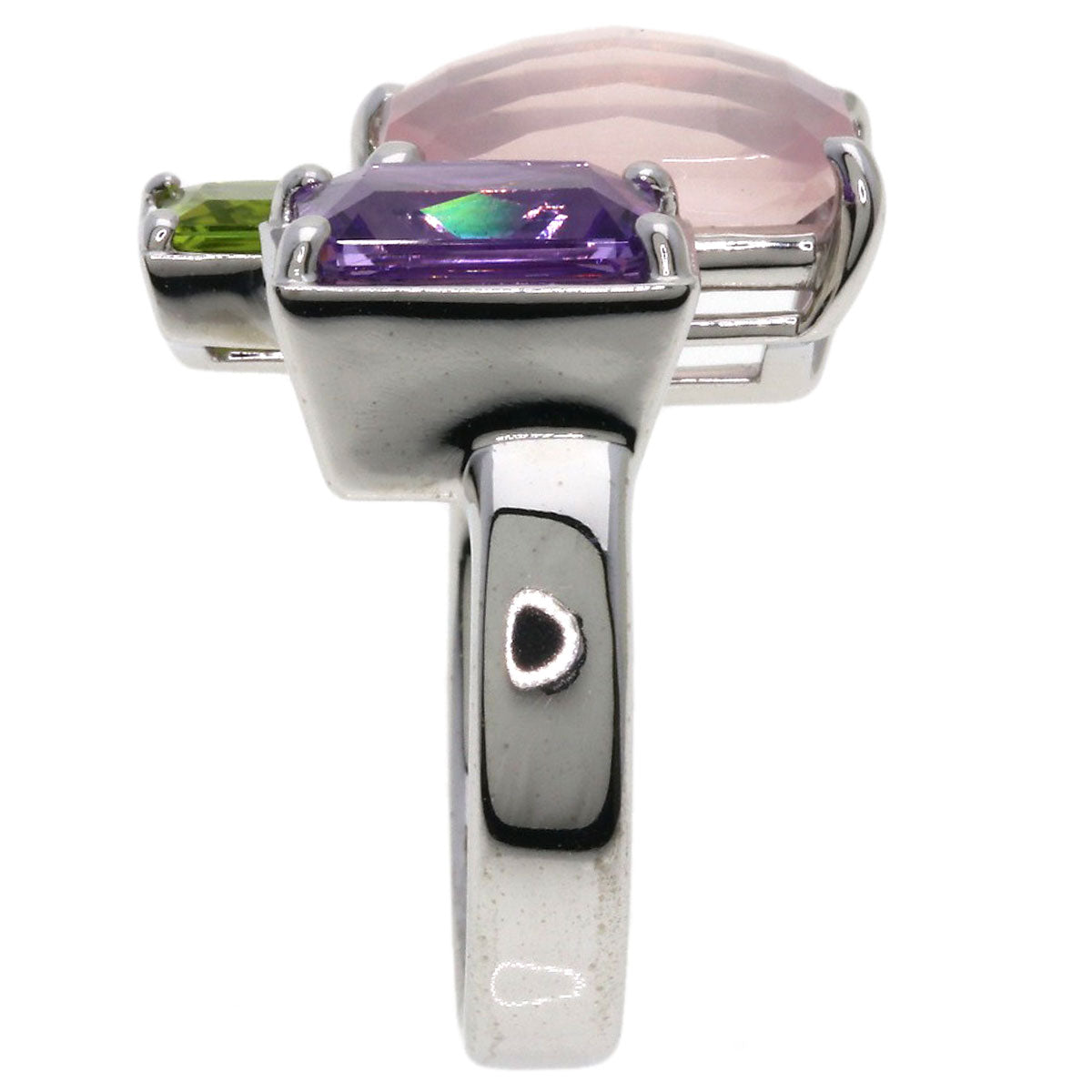 TASAKI Relaxed Elegant Raw Quartz Amethyst Peridot Ring K18 White Gold Ladies [Used]