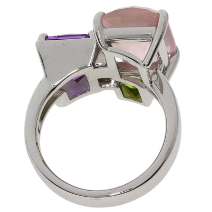 TASAKI Relaxed Elegant Raw Quartz Amethyst Peridot Ring K18 White Gold Ladies [Used]