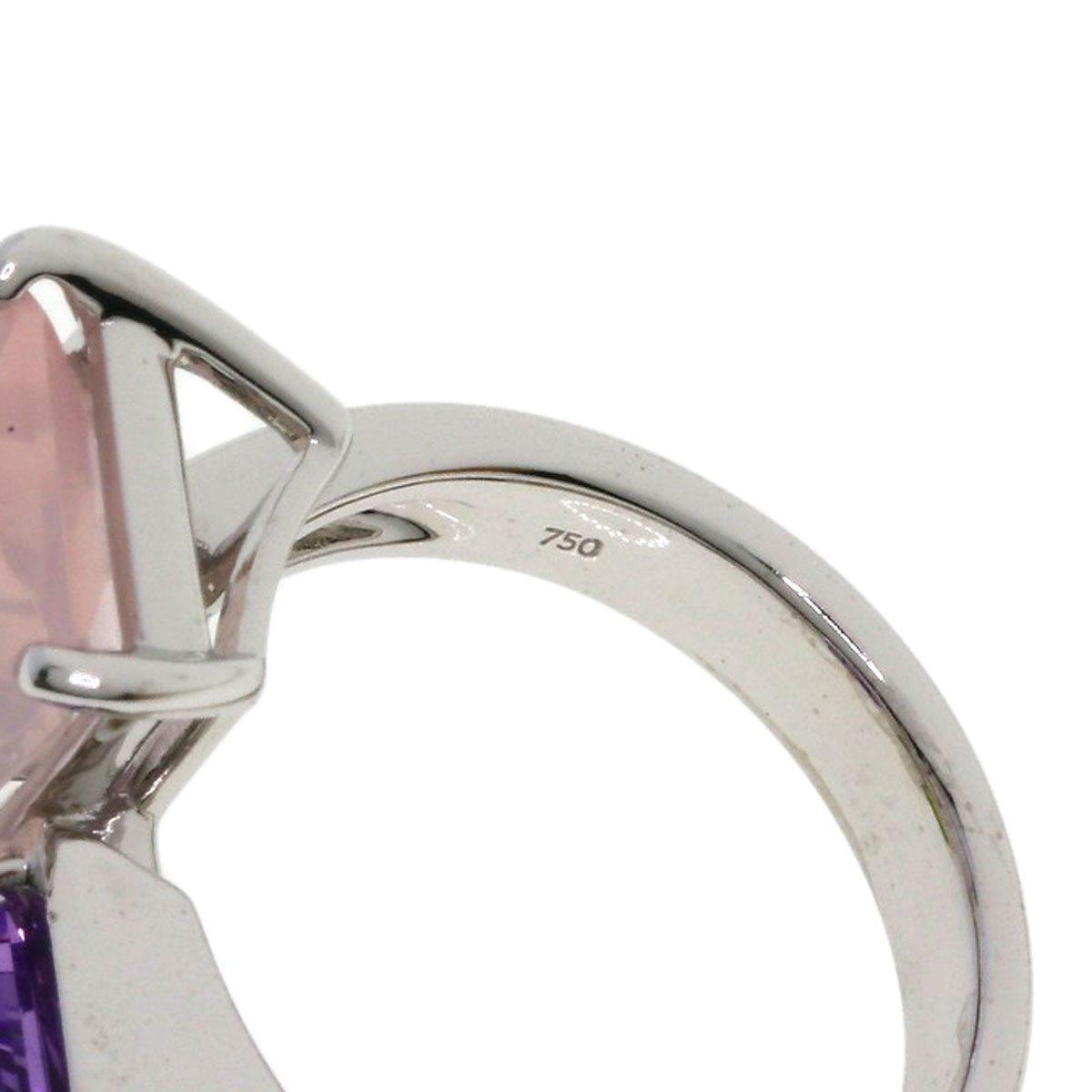 TASAKI Relaxed Elegant Raw Quartz Amethyst Peridot Ring K18 White Gold Ladies [Used]