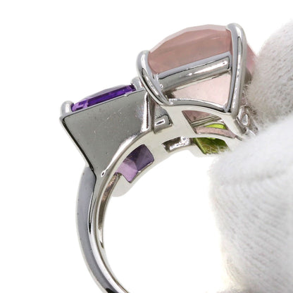 TASAKI Relaxed Elegant Raw Quartz Amethyst Peridot Ring K18 White Gold Ladies [Used]