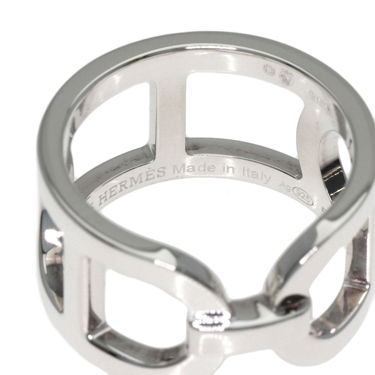 HERMES Ever Shane Dunkle #52 Ring Silver Ladies [Used]