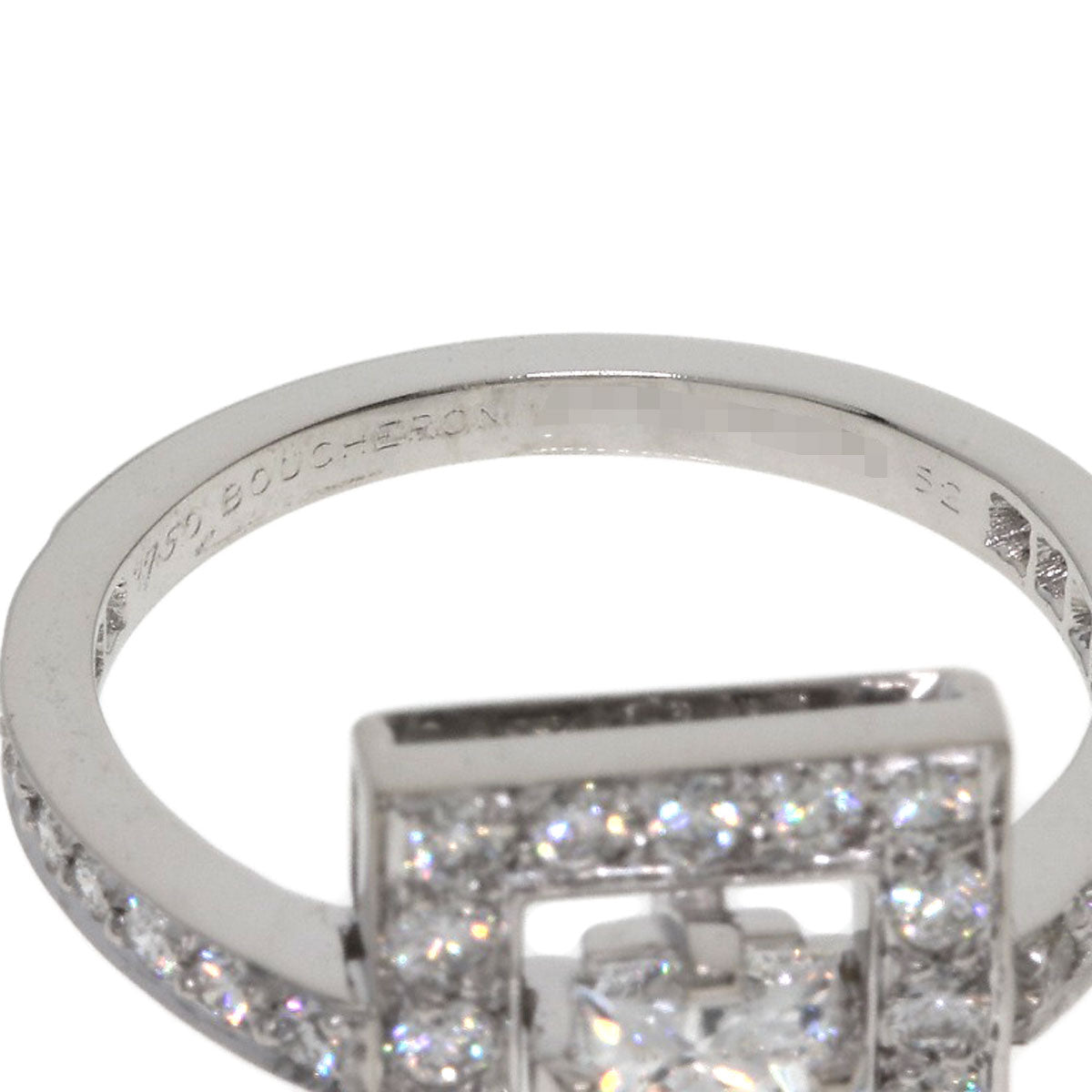 Boucheron ABBA Princess Cut Diamond #52 Ring K18 White Gold Ladies [Used]