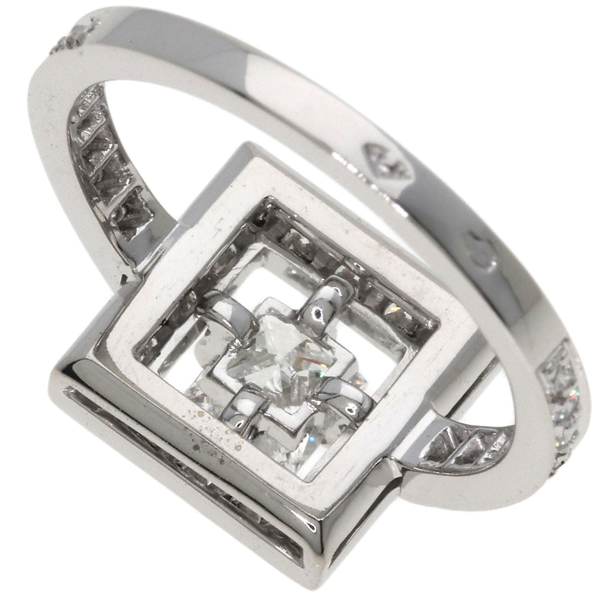 Boucheron ABBA Princess Cut Diamond #52 Ring K18 White Gold Ladies [Used]