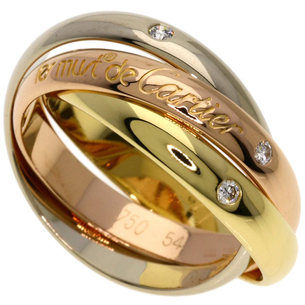 カルティエ トリニティ 3P ダイヤモンド #54 リング・指輪 K18イエローゴールド/K18WG/K18PG レディース 【中古】【CARTIER】