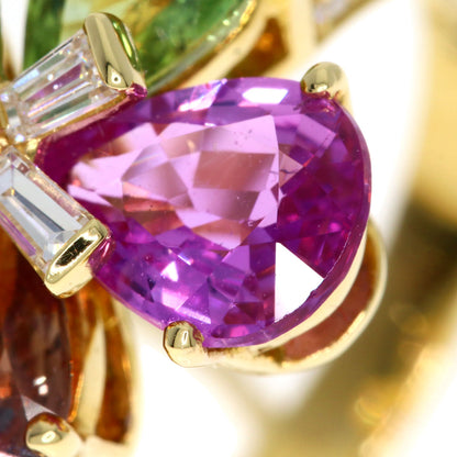 BVLGARI Flower Contrail Multicolor Sapphire Diamond Ring K18 Yellow Gold Ladies [Used]