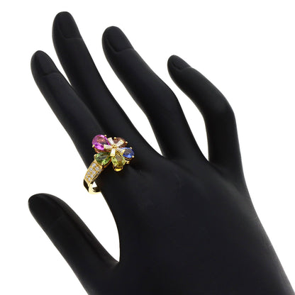 BVLGARI Flower Contrail Multicolor Sapphire Diamond Ring K18 Yellow Gold Ladies [Used]