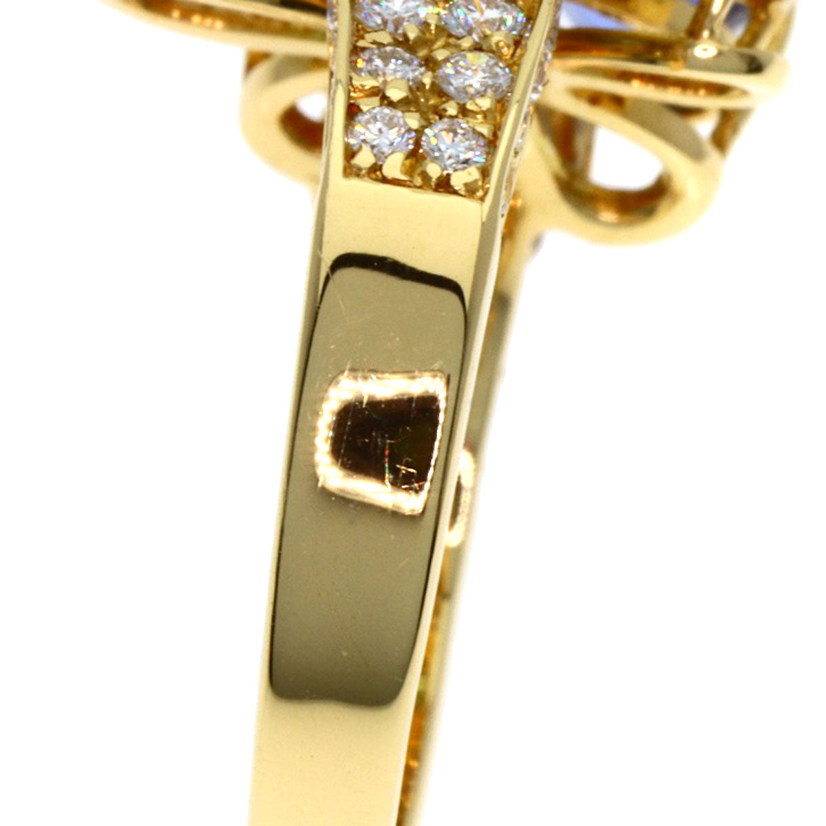 BVLGARI Flower Contrail Multicolor Sapphire Diamond Ring K18 Yellow Gold Ladies [Used]