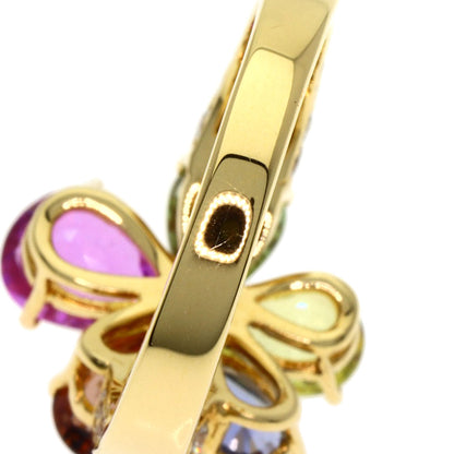 BVLGARI Flower Contrail Multicolor Sapphire Diamond Ring K18 Yellow Gold Ladies [Used]