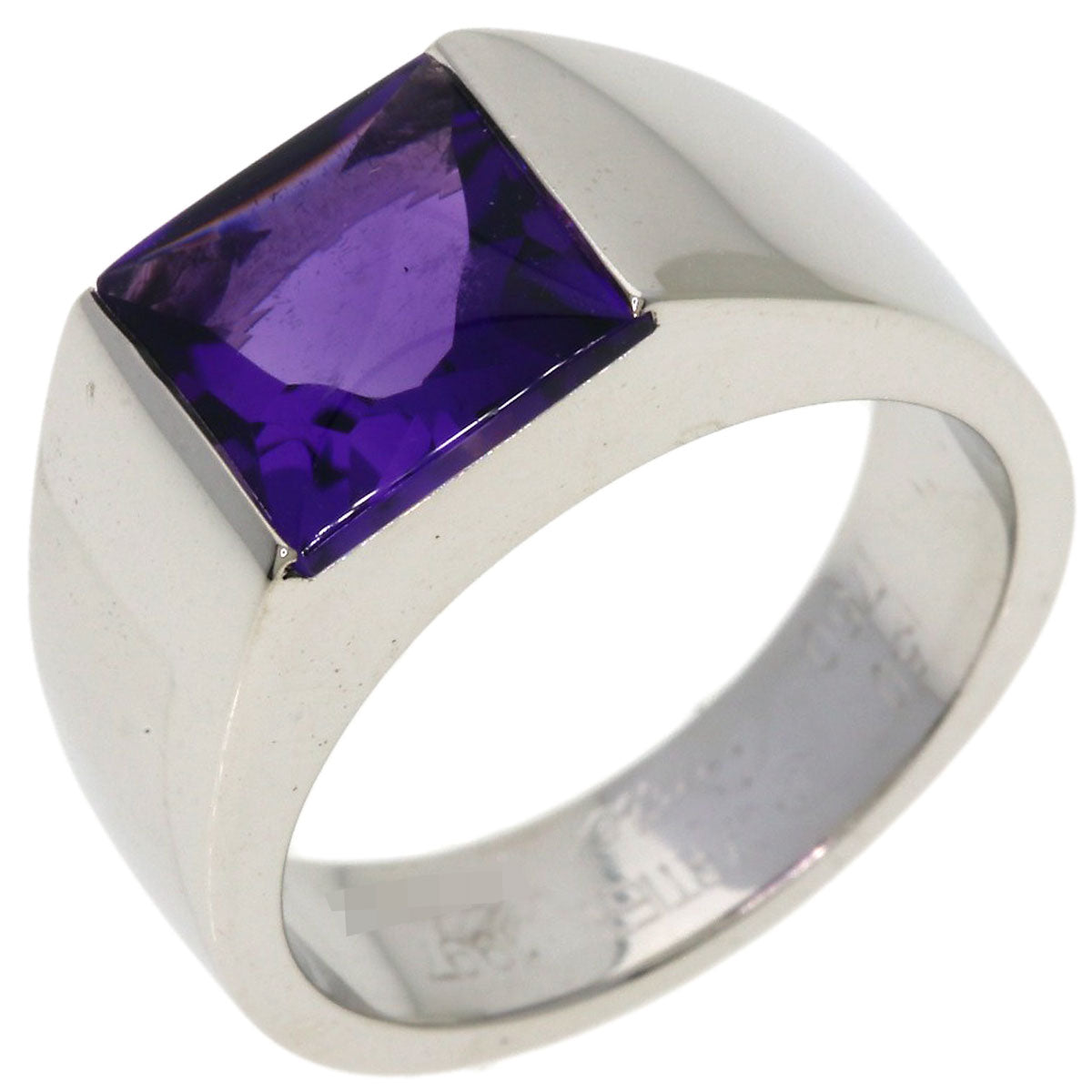 CARTIER Tank Amethyst #50 Ring K18 White Gold Ladies [Used]