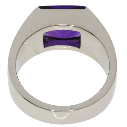 CARTIER Tank Amethyst #50 Ring K18 White Gold Ladies [Used]