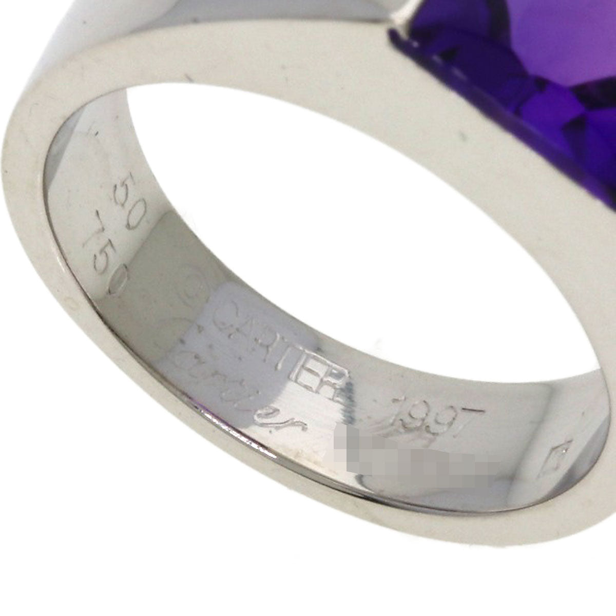 CARTIER Tank Amethyst #50 Ring K18 White Gold Ladies [Used]
