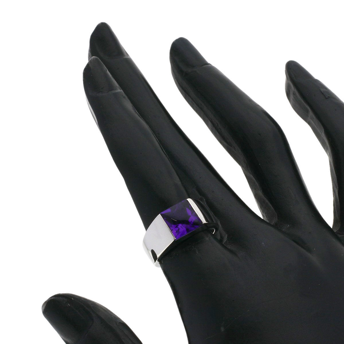CARTIER Tank Amethyst #50 Ring K18 White Gold Ladies [Used]