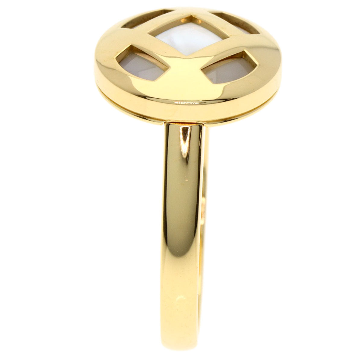 CARTIER Pasha White Shell #49 Ring K18 Yellow Gold Ladies [Used]