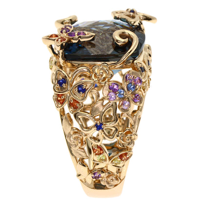 9.952ct Siren Azzurro Blue Topaz Sapphire Ring K18 Pink Gold 11g　Ladies