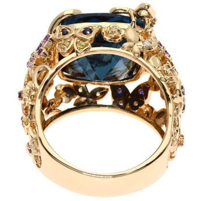 9.952ct Siren Azzurro Blue Topaz Sapphire Ring K18 Pink Gold 11g　Ladies