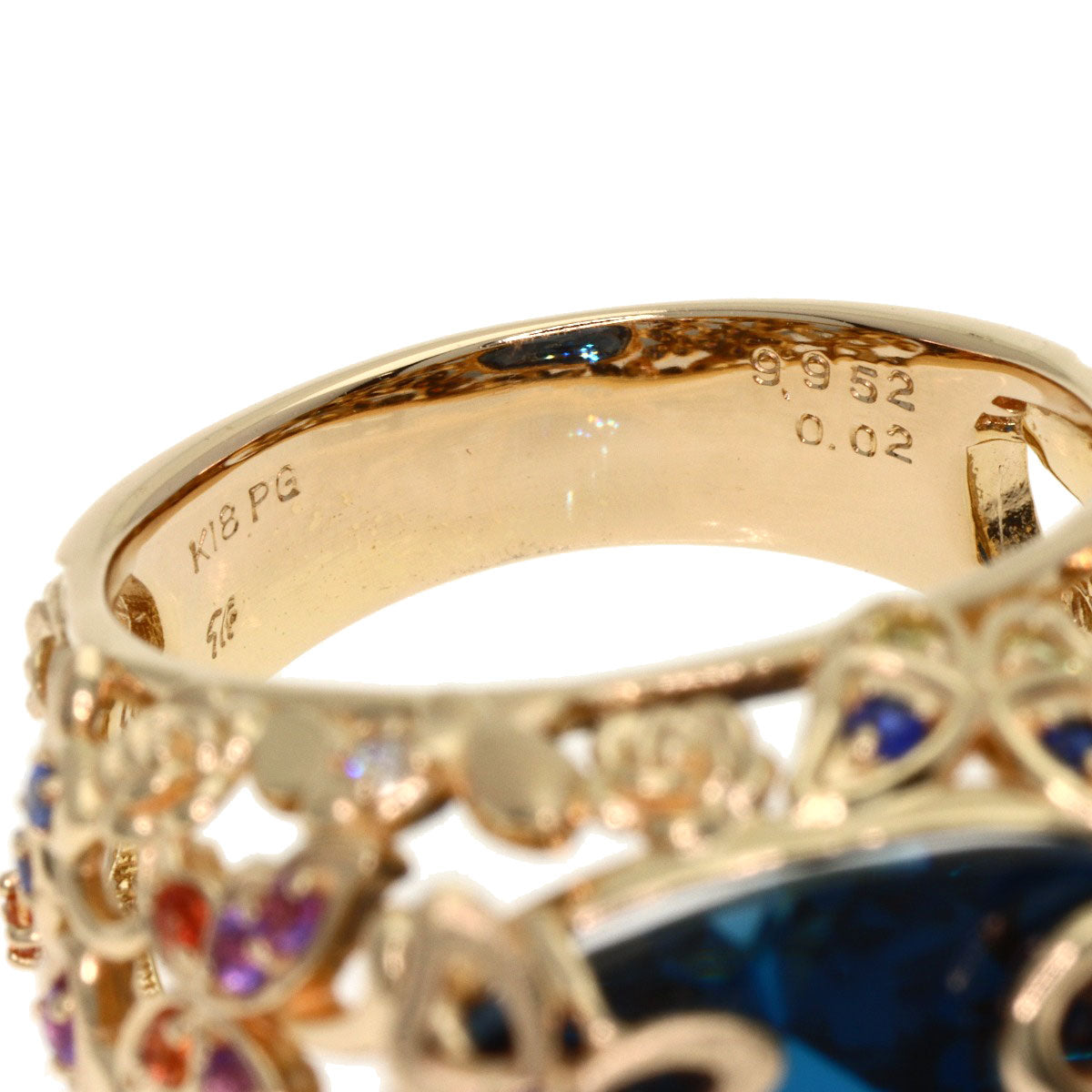 9.952ct Siren Azzurro Blue Topaz Sapphire Ring K18 Pink Gold 11g　Ladies