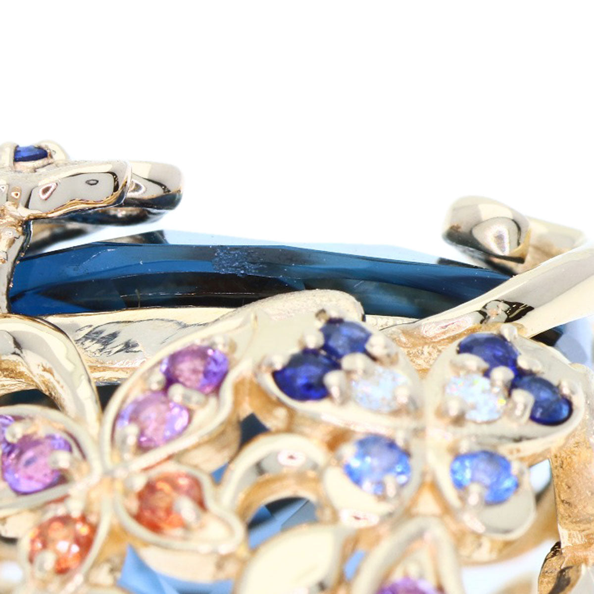 9.952ct Siren Azzurro Blue Topaz Sapphire Ring K18 Pink Gold 11g　Ladies