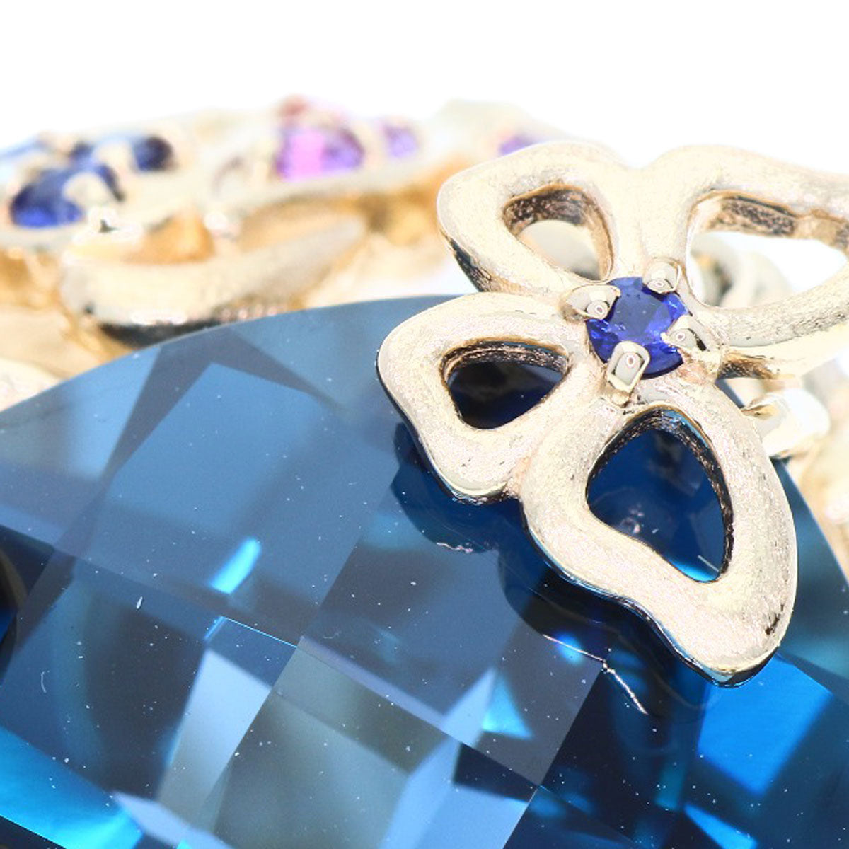 9.952ct Siren Azzurro Blue Topaz Sapphire Ring K18 Pink Gold 11g　Ladies