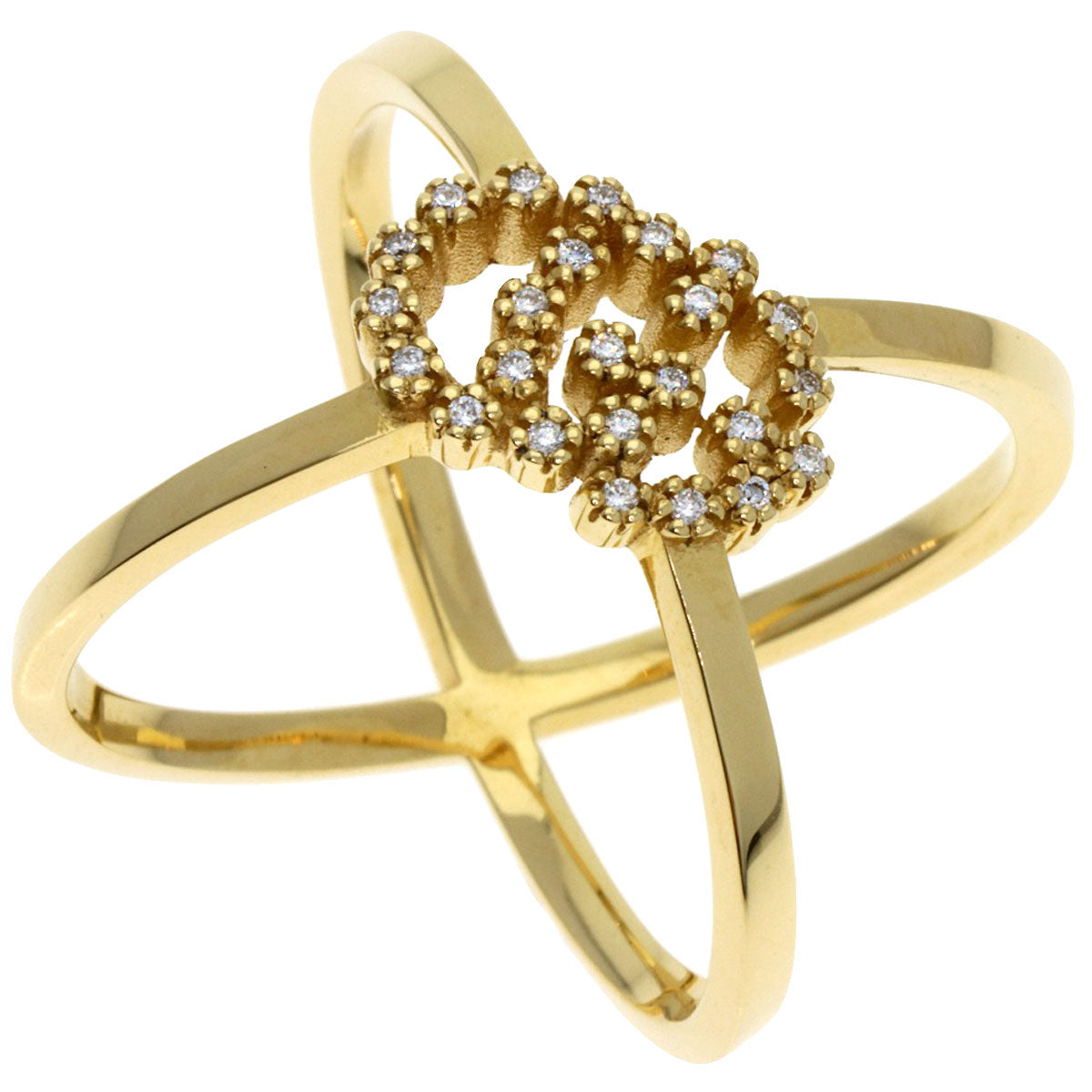 GUCCI GG Running Diamond #8 Ring K18 Yellow Gold Ladies [Used]
