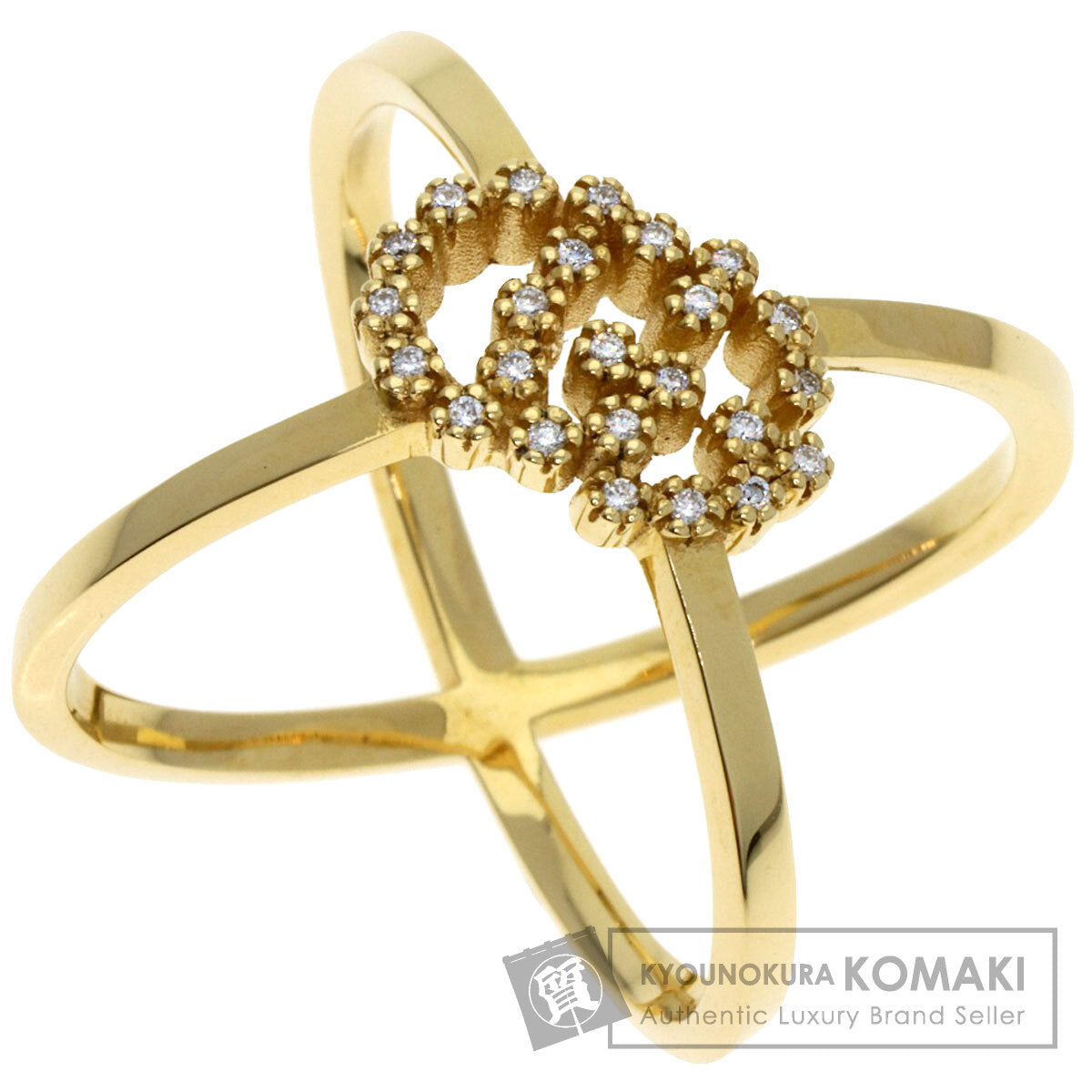 GUCCI GG Running Diamond #8 Ring K18 Yellow Gold Ladies [Used]
