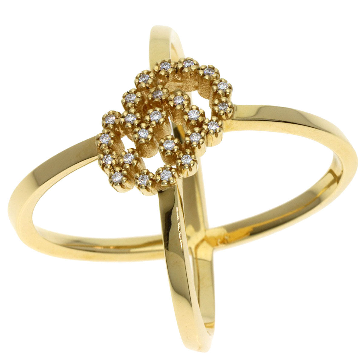GUCCI GG Running Diamond #8 Ring K18 Yellow Gold Ladies [Used]
