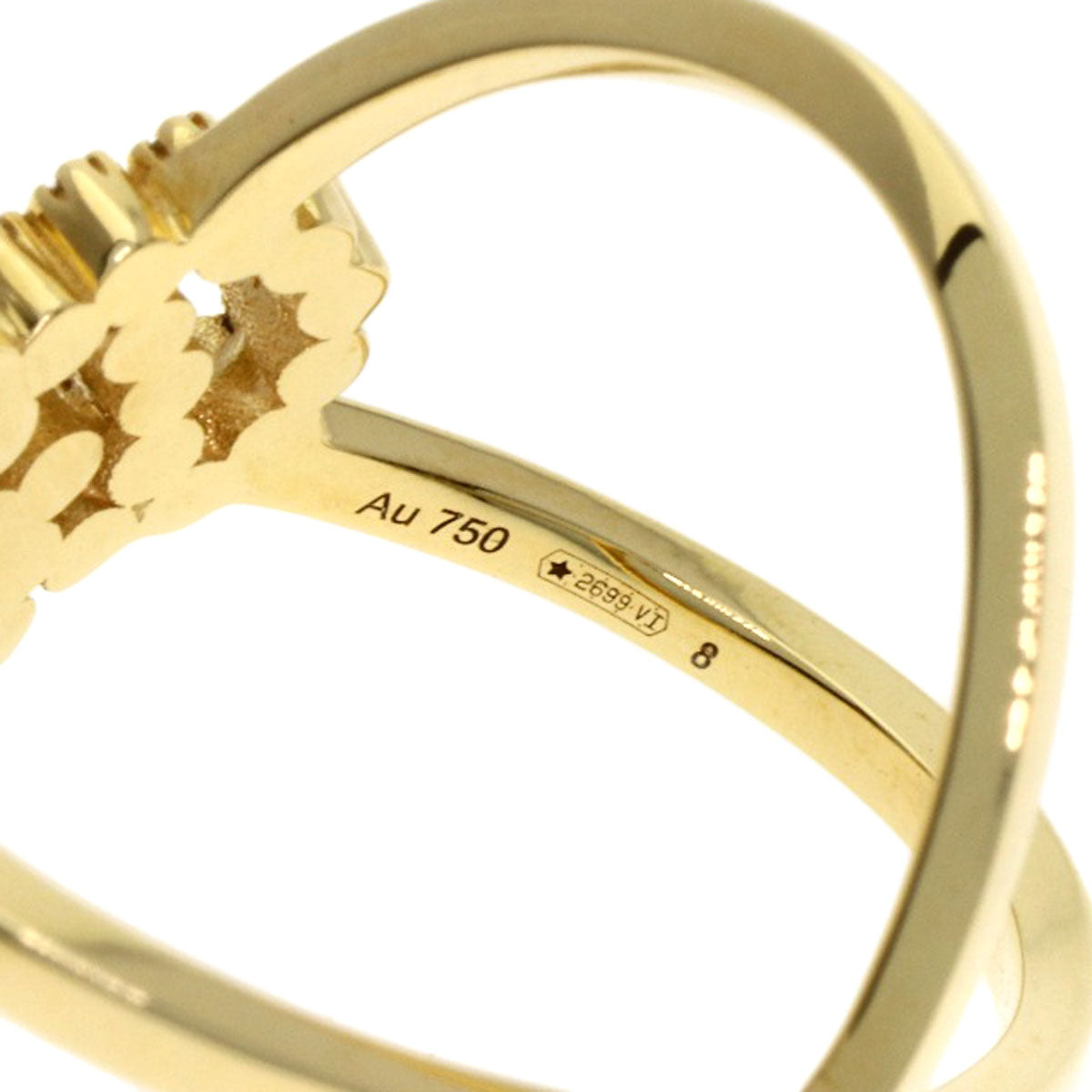 GUCCI GG Running Diamond #8 Ring K18 Yellow Gold Ladies [Used]