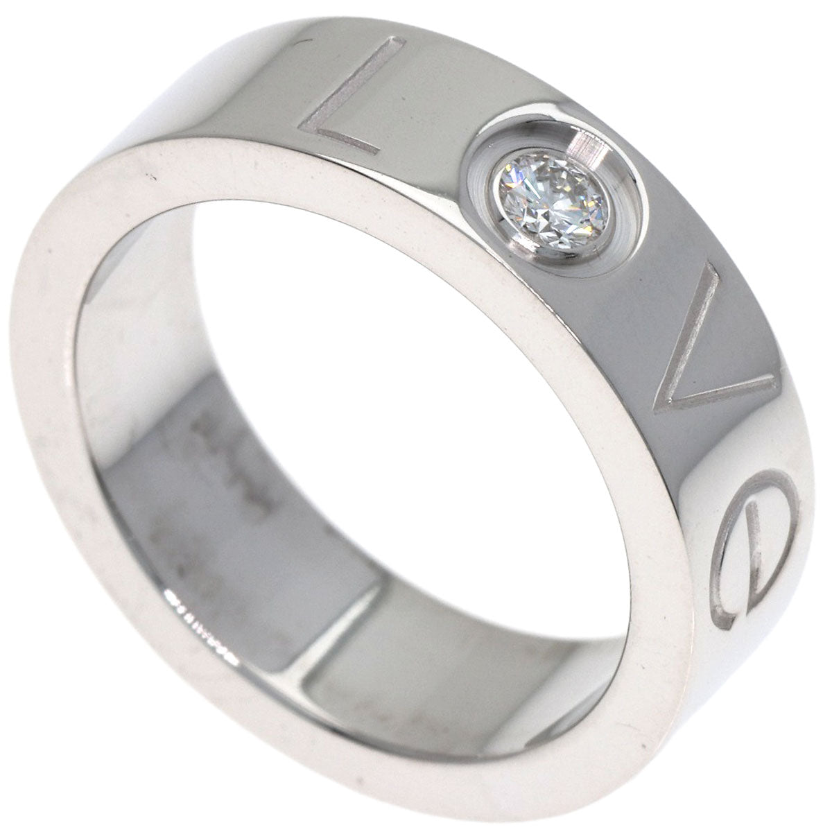 CARTIER Love Ring 1P Diamond 2006 Christmas Limited #47 Ring K18 White Gold Ladies [Used]