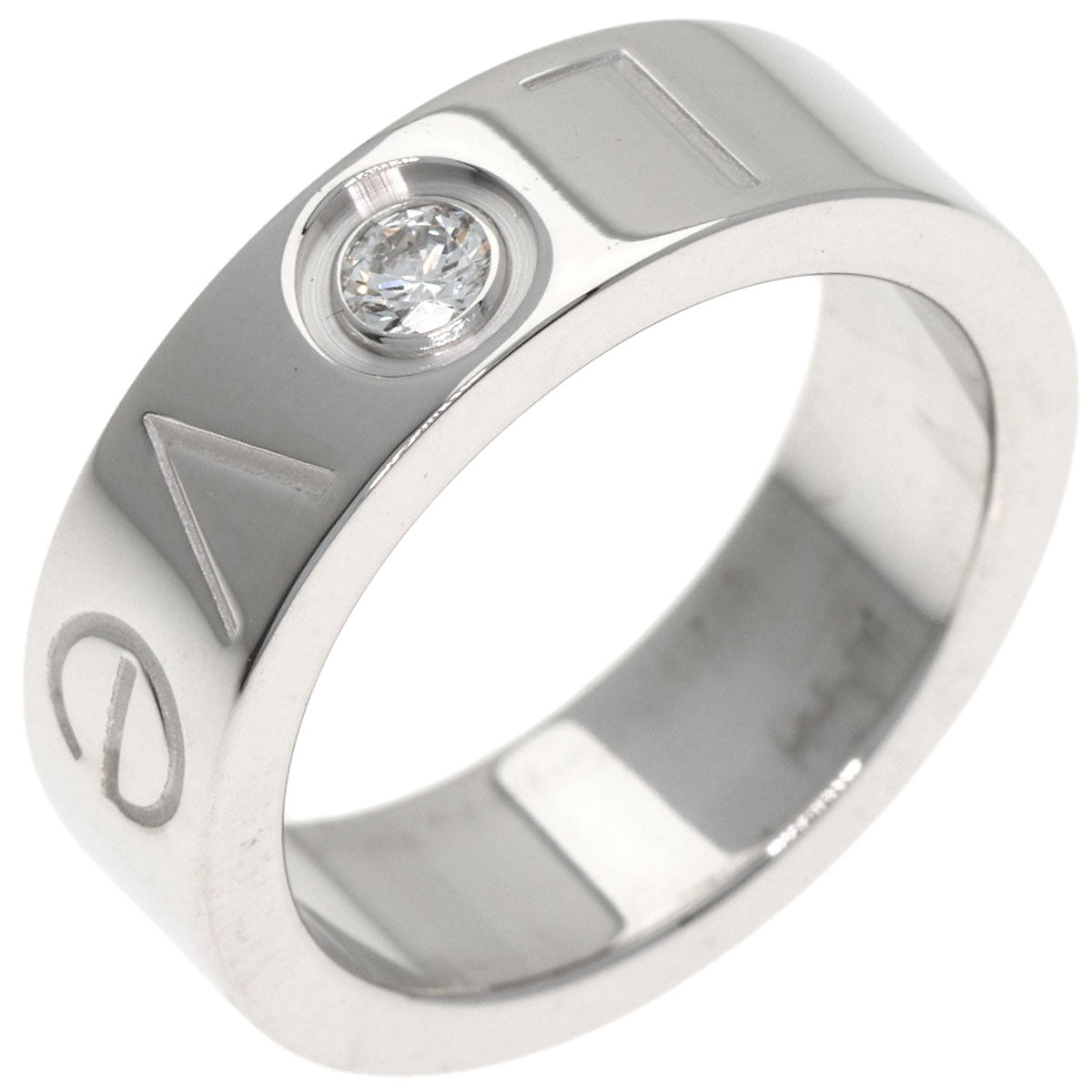 CARTIER Love Ring 1P Diamond 2006 Christmas Limited #47 Ring K18 White Gold Ladies [Used]