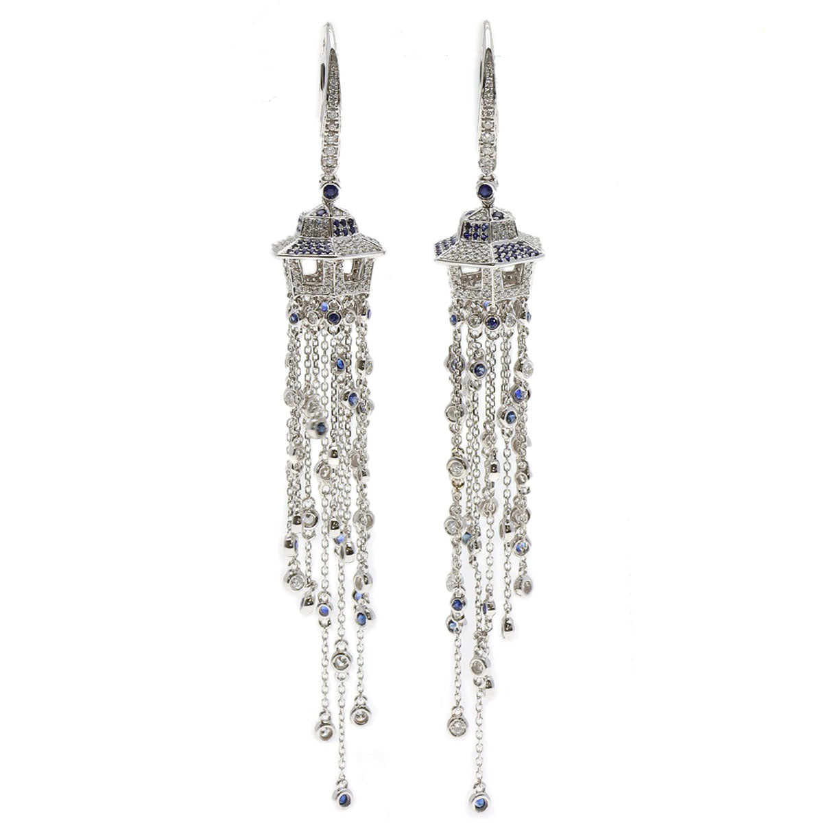 0.94ct Sapphire Diamond earring K18 White Gold 14.1g　Ladies