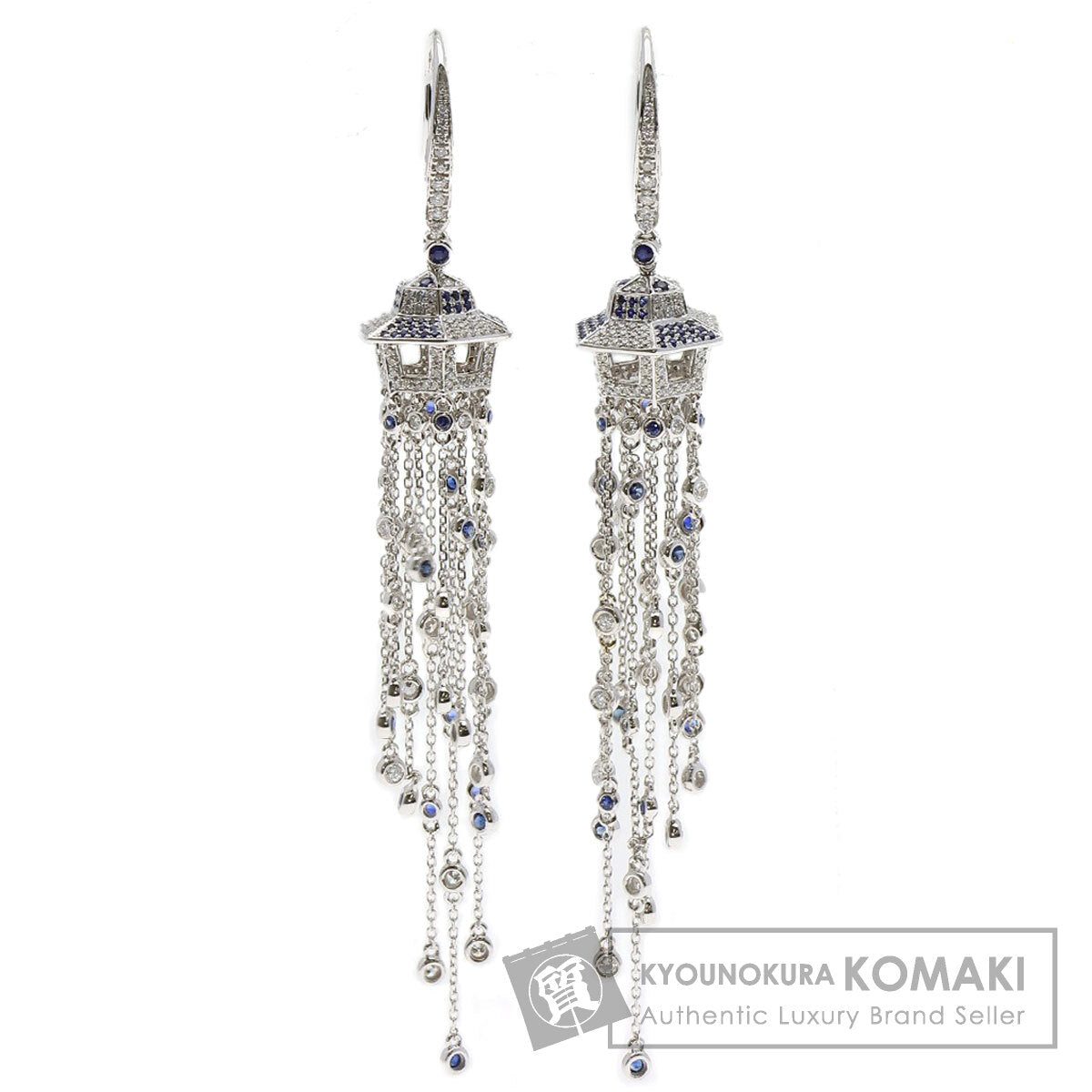 0.94ct Sapphire Diamond earring K18 White Gold 14.1g　Ladies
