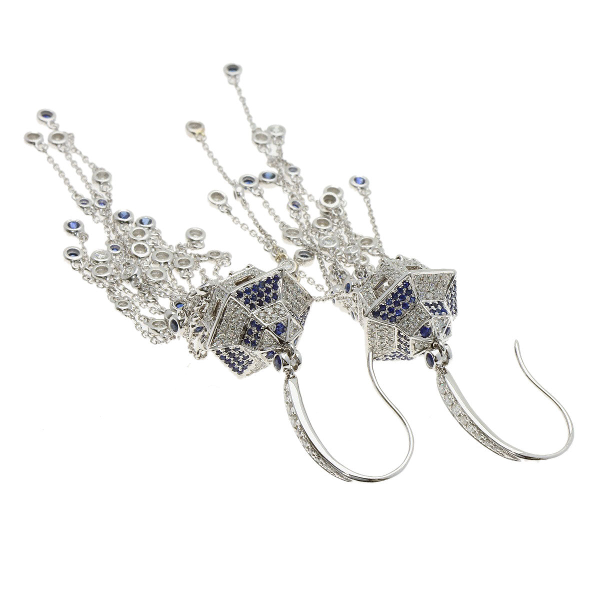 0.94ct Sapphire Diamond earring K18 White Gold 14.1g　Ladies