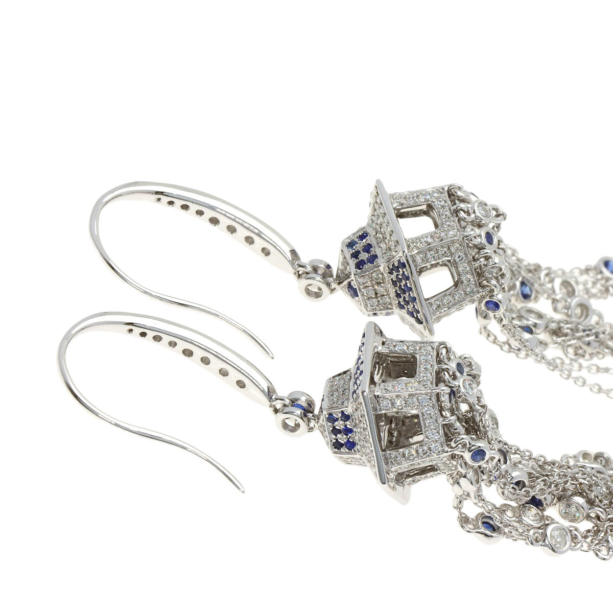 0.94ct Sapphire Diamond earring K18 White Gold 14.1g　Ladies