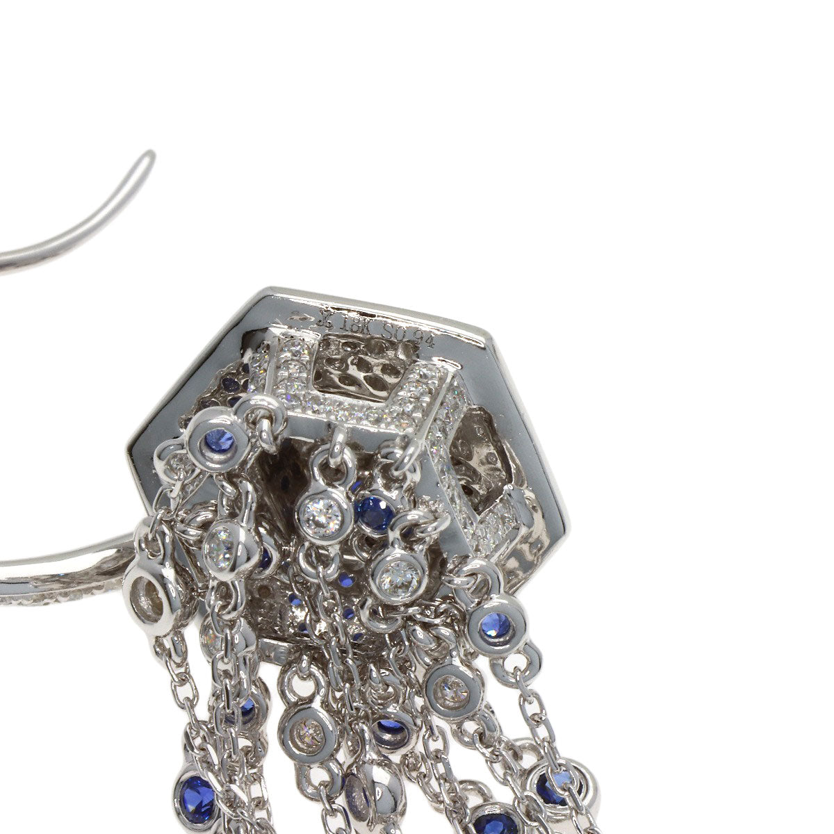 0.94ct Sapphire Diamond earring K18 White Gold 14.1g　Ladies
