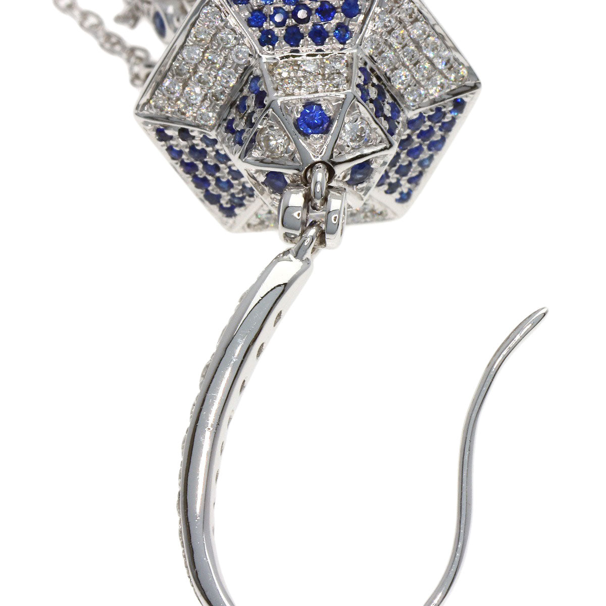 0.94ct Sapphire Diamond earring K18 White Gold 14.1g　Ladies