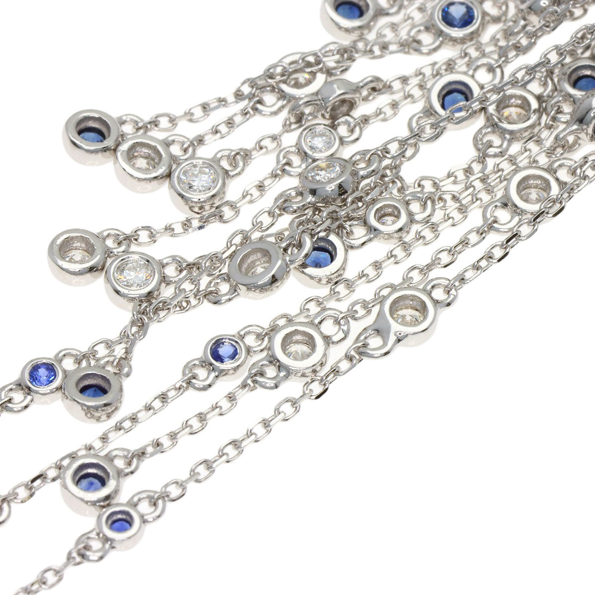 0.94ct Sapphire Diamond earring K18 White Gold 14.1g　Ladies