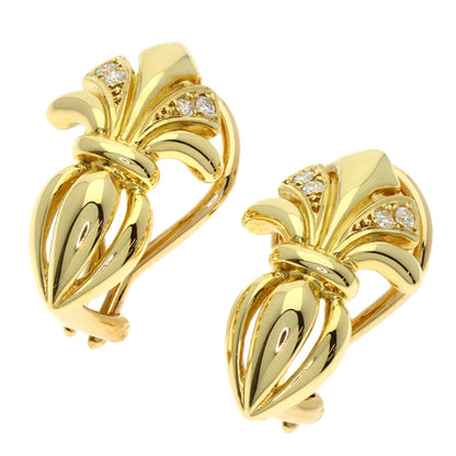 MIKIMOTO Pearl Pearl Diamond Earring K18 Yellow Gold Ladies [Used]