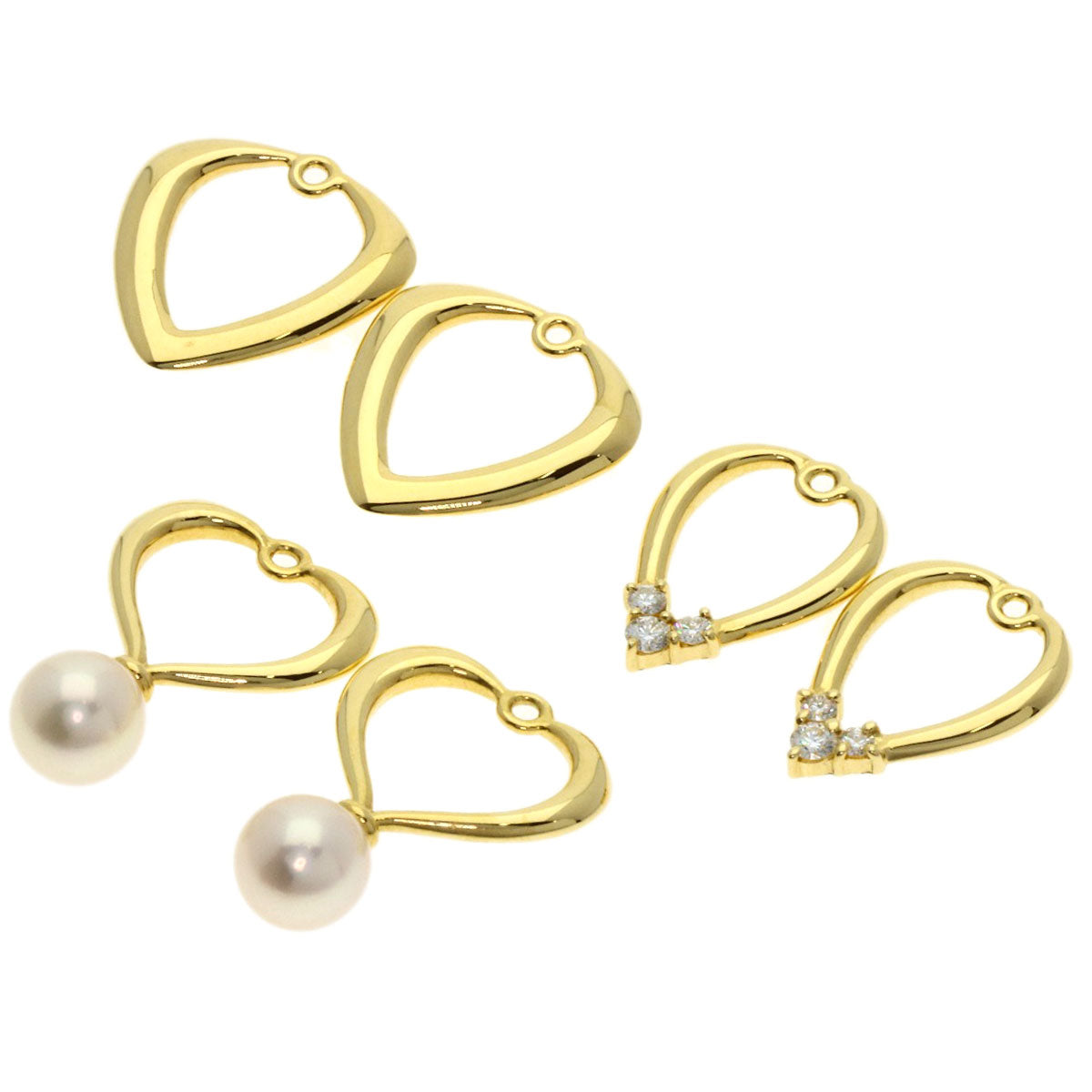 MIKIMOTO Pearl Pearl Diamond Earring K18 Yellow Gold Ladies [Used]