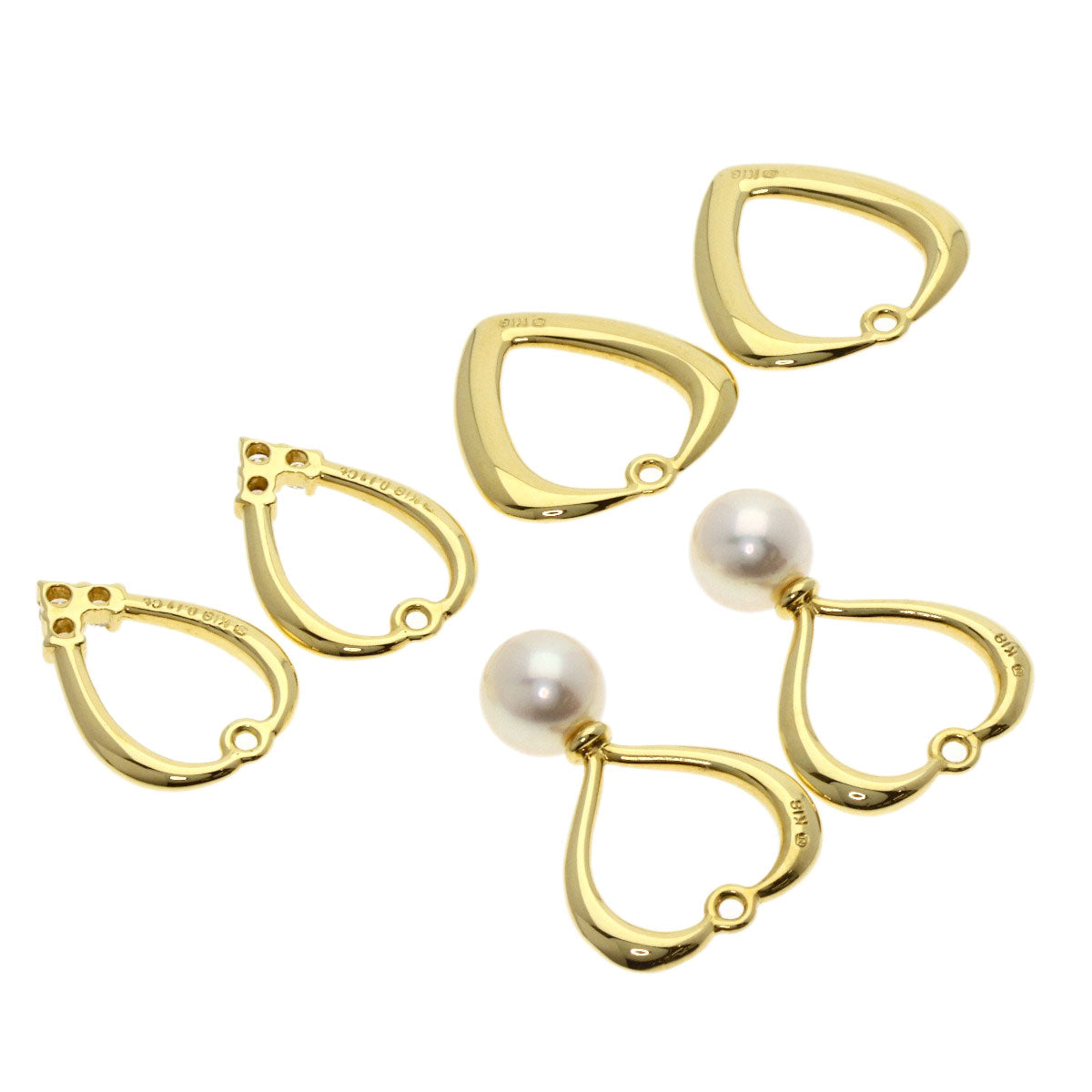 MIKIMOTO Pearl Pearl Diamond Earring K18 Yellow Gold Ladies [Used]
