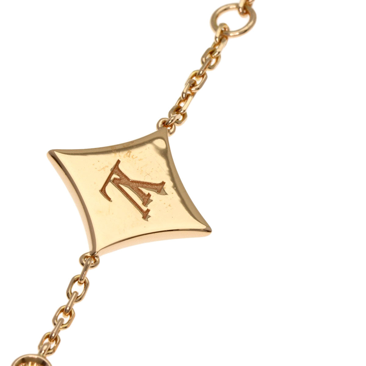 LOUIS VUITTON 4 Motif Blossom BB Mother of Pearl Diamond Q95596 Bracelet K18 Pink Gold Ladies [Used]