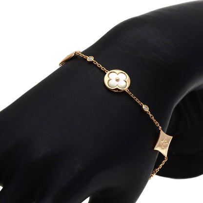 LOUIS VUITTON 4 Motif Blossom BB Mother of Pearl Diamond Q95596 Bracelet K18 Pink Gold Ladies [Used]