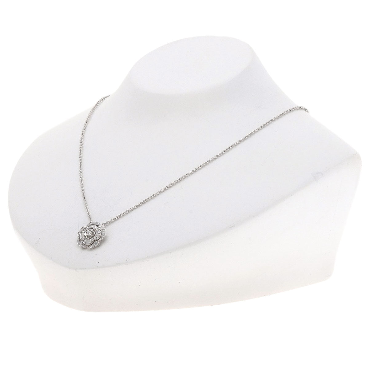 CHANEL Camellia Diamond Necklace K18 White Gold Ladies [Used]