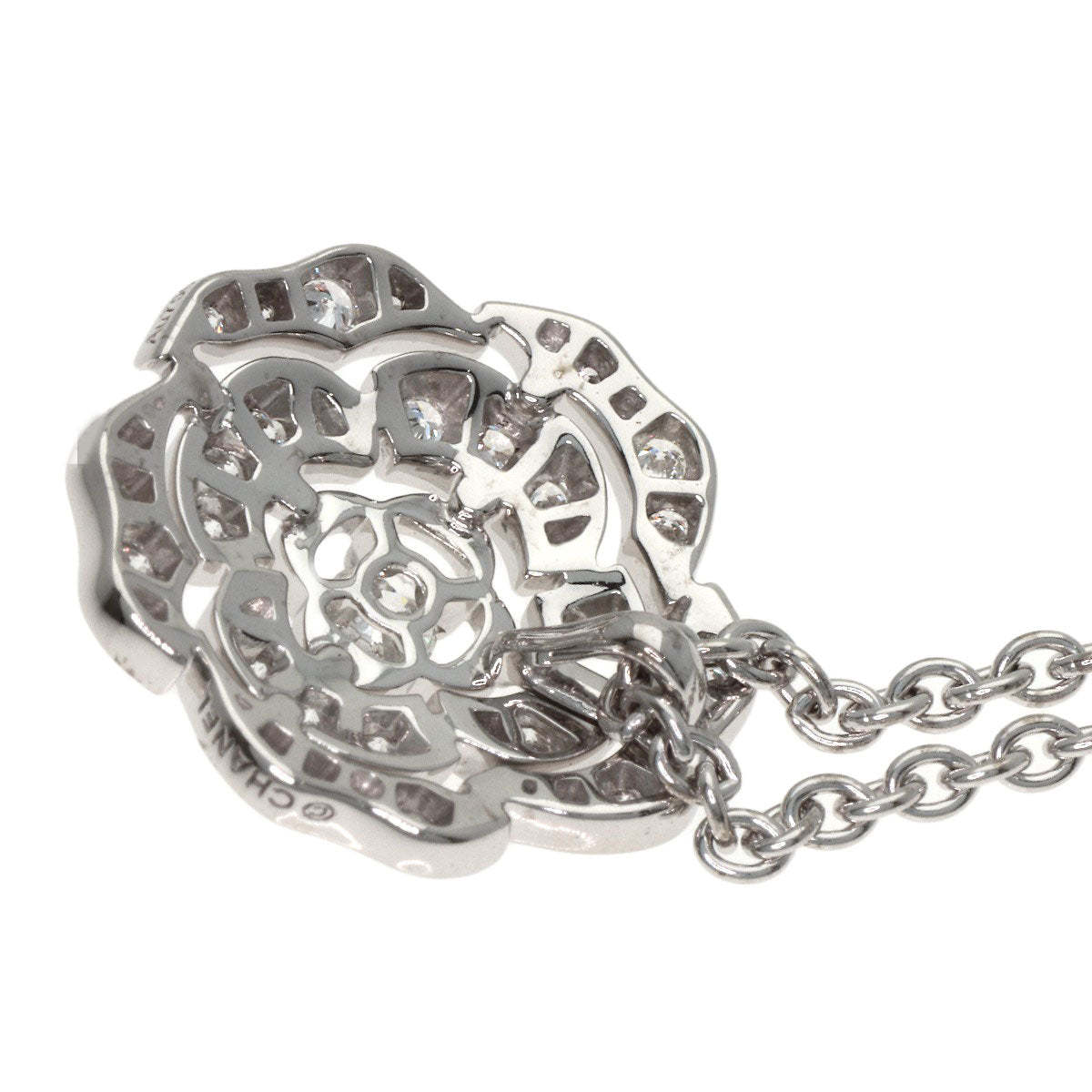CHANEL Camellia Diamond Necklace K18 White Gold Ladies [Used]