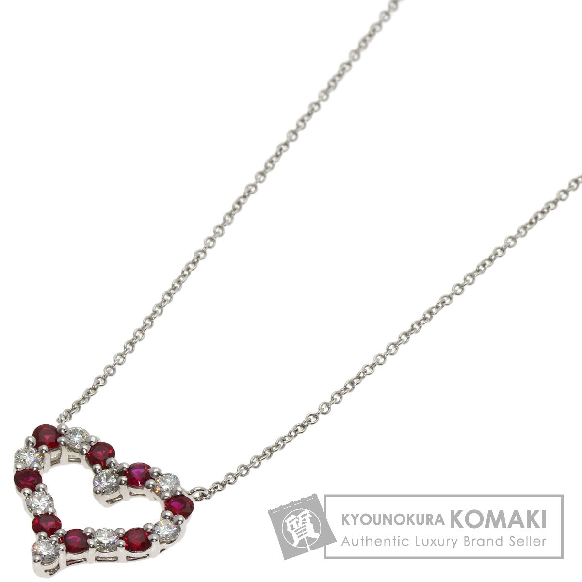 TIFFANY&Co. Sentimental Heart Ruby Diamond Necklace Platinum PT950 Ladies [Used]