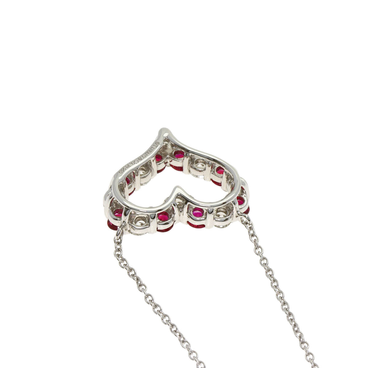 TIFFANY&Co. Sentimental Heart Ruby Diamond Necklace Platinum PT950 Ladies [Used]
