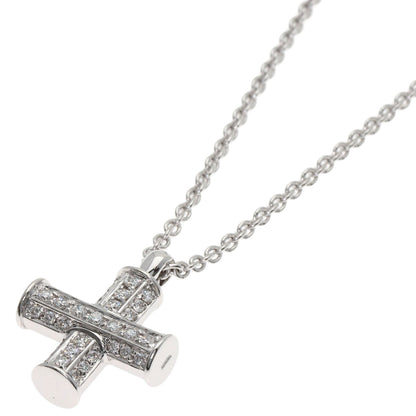 BVLGARI Greek Cross Diamond Necklace K18 White Gold Ladies [Used]