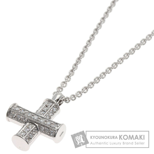 BVLGARI Greek Cross Diamond Necklace K18 White Gold Ladies [Used]