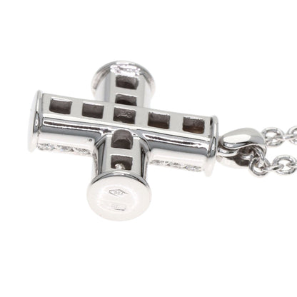BVLGARI Greek Cross Diamond Necklace K18 White Gold Ladies [Used]