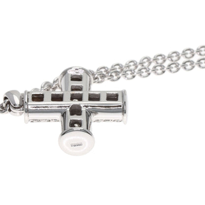 BVLGARI Greek Cross Diamond Necklace K18 White Gold Ladies [Used]