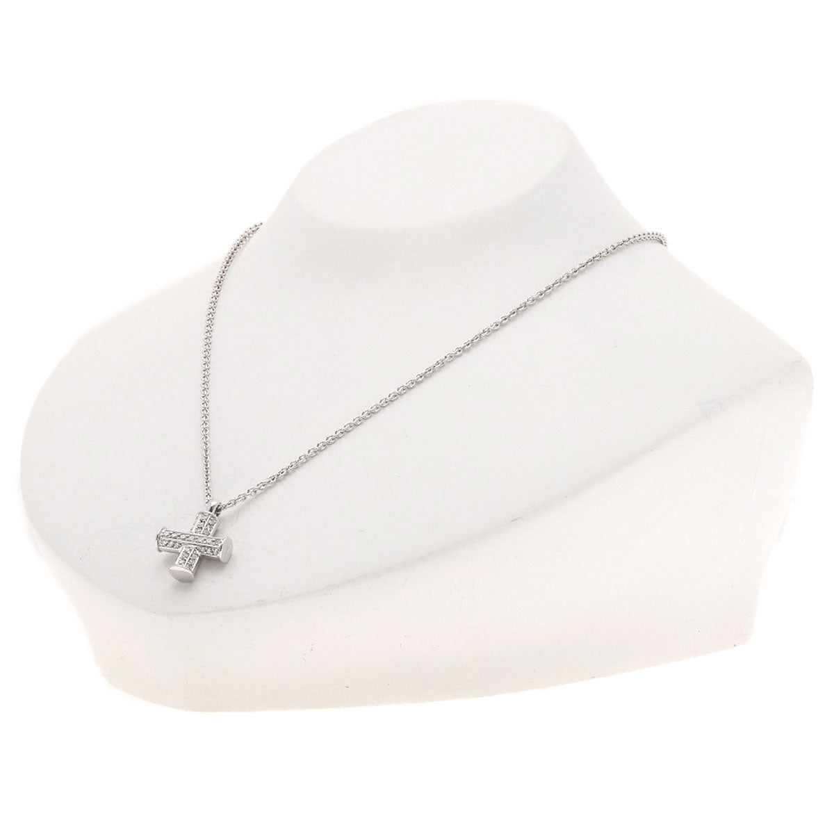BVLGARI Greek Cross Diamond Necklace K18 White Gold Ladies [Used]