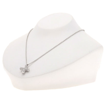BVLGARI Greek Cross Diamond Necklace K18 White Gold Ladies [Used]